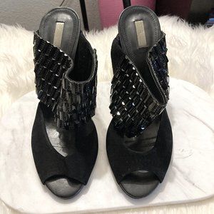 Schutz Suede and crystal mule